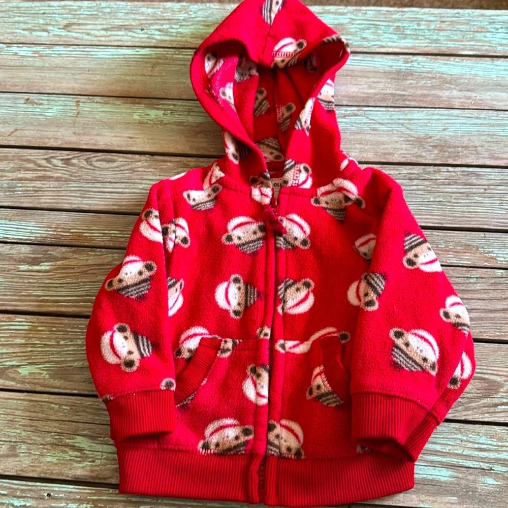 Old Navy Sock Monkey Fleece Jacket size 3-6 Months